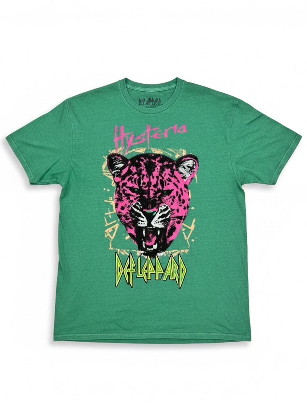 Fashion Nova Def Leppard Hysteria Graphic Tee Green Women’s XL NWOT